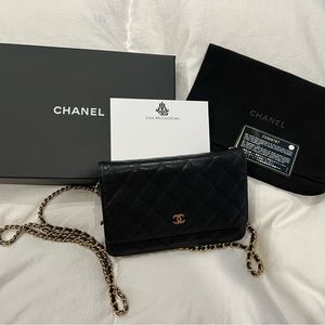 Chanel WOC Wallet on Chain black caviar with gold hardware